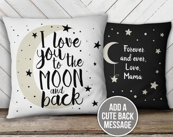 i love you to the moon and back throw pillowcase and optional back printing/pillow insert personalized love you to the moon and back