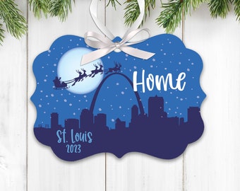 st. louis missouri ornament | st. louis city home holiday ornament | saint louis skyline gateway arch christmas ornament MBO-066_1