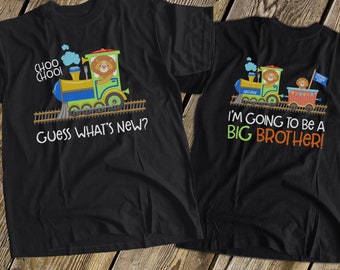 big brother shirt train Front/Back DARK t shirt perfect pregnancy announcement for the train loving big brother to be MTRAN-012ND