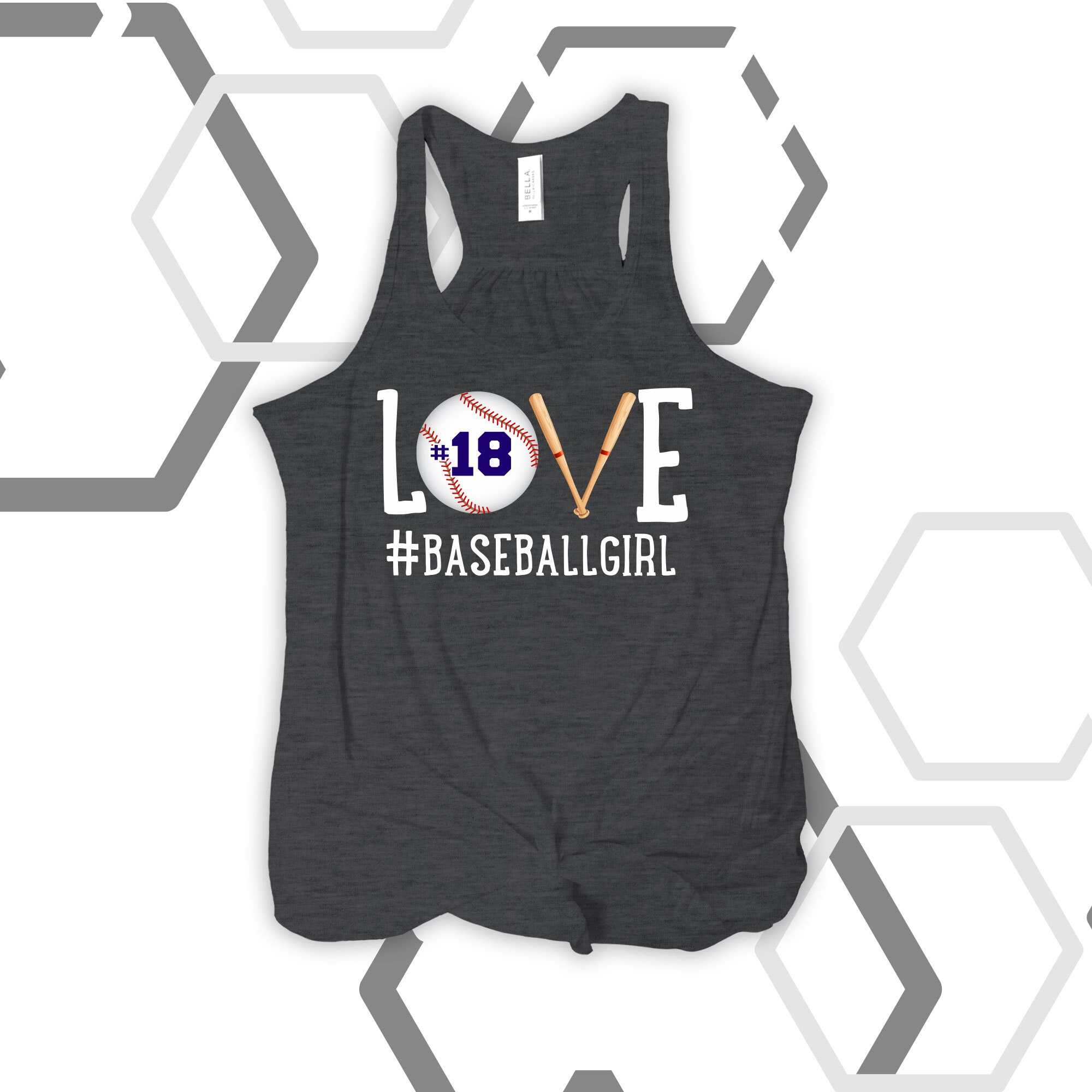 Love Baseball DARK Flowy Tank Top - Great Gift for Birthday Girl