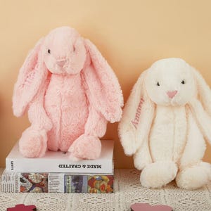 Personalized Embroidered Bunny Rabbit,Monogrammed Bunny,Newborn Baby Gift,Baby Shower Gift,Stuffed Animal,Plush Bunny Toy,Gift For Kid