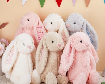 Personalized Embroidered Plush Bunny, Newborn Baby Gift