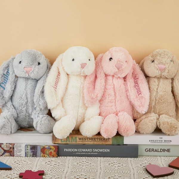 Personalized Plush Bunny, Embroidered Name, Custom Monogrammed Bunny Rabbit,Bunny Soft Plush Toy,Flower Girl Gifts,Easter gifts