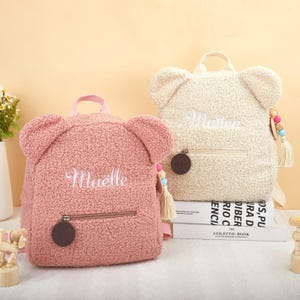 Sac à dos personnalisé en peluche pour tout-petit avec nom, sac à dos personnalisé pour la rentrée des classes, sac de voyage brodé pour enfant, cadeau d'anniversaire pour enfant mignon