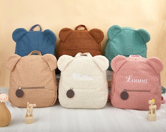 Zaino personalizzato con orsetto per bambini, zaino personalizzato con orsetto soffice, regali per il primo giorno di scuola, zaino per bambini piccoli, zaino per bambini