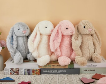 Personalized Embroidered Plush Bunny, Custom Baby Gift