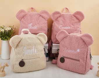 Customized Teddy Bear Backpack for Kids,Custom Name Embroidered Bag， Personalized Name Bag, Teddy Kids Backpack, Unique Child's Gift
