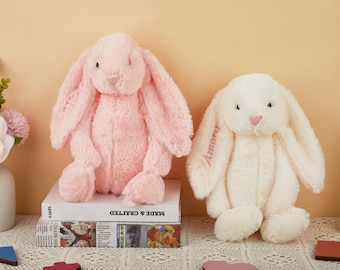 Personalized Embroidered Plush Bunny Rabbit, Custom Baby Shower Gift