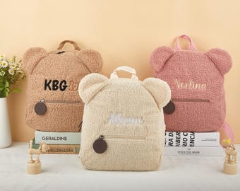 Personalisierter Plüsch Bär Rucksack, Gestickte Name Kleinkind Tasche