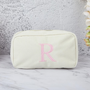 Personalisierte gestickte Reisekosmetik-Kulturtasche, Brautjungfern-Geschenk, Geschenk für Sie, Muttertagskokette, Monogramm-Kulturbeutel-Make-uptasche