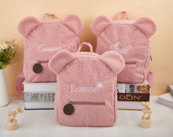 Rugzak teddybeer peuterrugzak, rugzak met aangepaste naam, geborduurde naam schooltas voor peuter, rugzak voor kinderen, cadeau verjaardag kind
