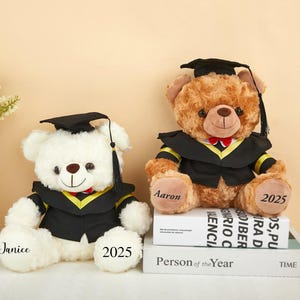 Custom Name Graduation Bear,Plush Bachelor&#39;s Uniform Teddy Bear Gifts for Grads,2025 Bear Graduation Keepsake,Grad Bear with Mortarboard