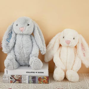 Personalized embroidered bunny, personalized bunny plush toy, custom lettered bunny, Easter bunny, baby shower gift, newborn gift