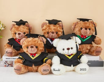 Oso de peluche personalizado para graduación, oso de peluche con birrete, regalo para graduados universitarios