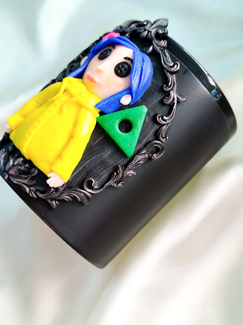 Coraline Mug, Coraline Doll, Polymer Clay Mug, Ceramic Coffee Cups, Mug Handmade, Spooky Mug, Caroline Button Eyes, Gifts Coraline lovers image 10