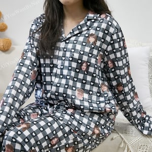 Custom Face Pajamas Set for Women & Men, Personalized Photo Pajamas, Couple/Family Matching Pajamas, Party Gift, Birthday/Anniversary/ Gift