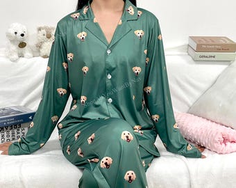 Pigiama personalizzato con foto di animali domestici, pantaloni personalizzati con faccia di cane o gatto