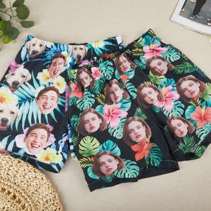 Custom Face Swim Trunks for Men - Personalized Hawaiian Swim Shorts - Funny Bachelor Party Gift, Father&#39;s Day, Vacation Gift for Him
