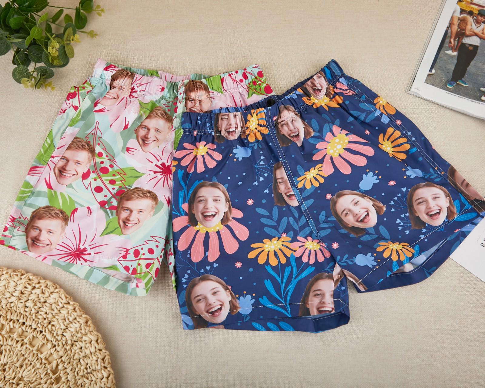 Personalized Hawaiian Swim Trunks, Bachelor Party Shirts, Funny Custom Face Beach Shorts, Birthday Gift, Bachelor Men Swimwear