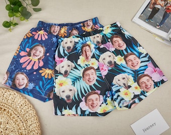 Badehose mit individuellem Gesicht, personalisierte Foto Strandshorts, Geschenk für Junggesellenabschiede
