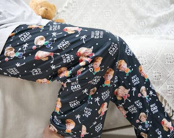 Personalisierte BEST DAD EVER Pyjama Hose, Vatertagsgeschenk für Papa, Benutzerdefinierte Foto Pyjama Hose, Familien Pyjama, Daddy Pyjama, Bester Papa