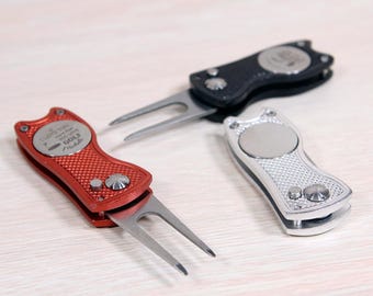 Custom Golf Divot Tool With Ball Marker, Personalized Engraved Golf Accessory-Gift for Him/Her Golfer, Grandpa, Anniversary, Dad, Groomsmen