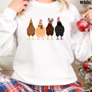 Сute Christmas Chickens Sweatshirt, Funny Christmas Chicken Hoodie, Christmas Crewneck, Holiday Sweater, Christmas Farm Sweatshirt