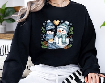 Winter Sweatshirt, Snowman Sweatshirt-Hoodie, Cute Snowman Crewneck, Winter Gift, Snowman Sweat, Winter Snowman Sweat, Unisex Winter Sweat