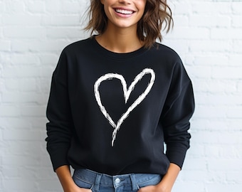Love Sweatshirt, Heart Hoodie, Valentines Day Sweatshirt, Women&#39;s Sweatshirt, Couple Sweatshirt, Gift For Her, Love Hoodie