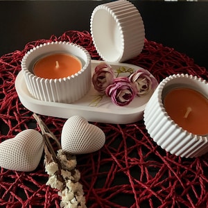 Tealight holder, candle holder in ribbed look for tealights up to 6.0 cm diameter