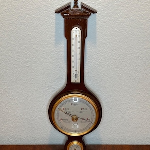 Vintage Weather Station | Thermometer | Barometer | Hygrometer | Wood | Made in Japan | Before 1970