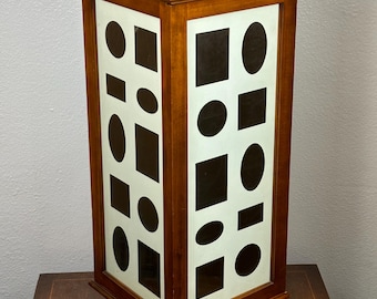 Vintage Wooden Rotating Tabletop Display Cabinet | Shelves | Glass | Brass Handle | Photo Frames | 30”x10”x10”