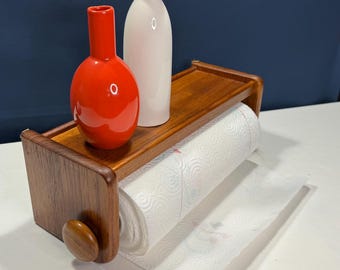 Vintage Paper Towel Holder | Towel Rack | Wooden Shelf