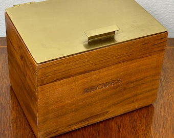 Hearth & Hand with Magnolia Solid Wood Recipe Box with Metal Lid | Small Kitchen Storage