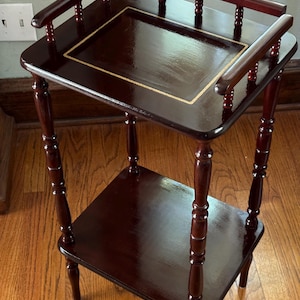 Vintage Wooden Spindle Rail Side Table | Night Stand | 29 inch | Assembly Required
