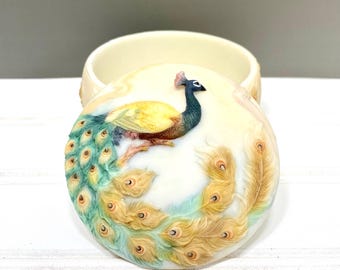 Vintage VERONESE Peacock Trinket Box | Peacock Jewelry Box | Gift Box