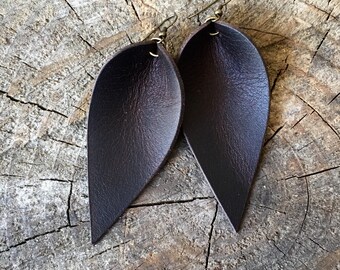 Leather Earrings, Leather Leaf Earrings, Western Earrings, Western Jewelry Earrings Women, You Choose Color
