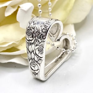 Spoon Heart Necklace, 1937 ROSE & LEAF, Silverware Heart Necklace, Floating Heart Necklace, Love Necklace, Sweetheart Necklace, Heart