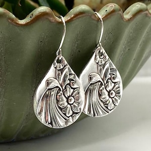 Spoon Earrings, 1950 EVENING STAR, Silverware Earrings, Spoon Jewelry Earrings, Flatware Earrings