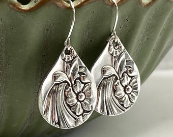 Spoon Earrings, 1950 EVENING STAR, Silverware Earrings, Spoon Jewelry Earrings, Flatware Earrings