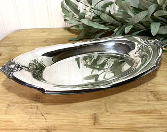 Vintage Silverplate Floral Bread Tray, Spring Garden Silver Serving Tray, WEBSTER WILCOX International Silver