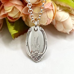 Spoon Jewelry Necklace, 1948 REMEMBRANCE, Spoon Necklace, Silverware Necklace, Initial Necklace, Initial Pendant, Personalized Necklace