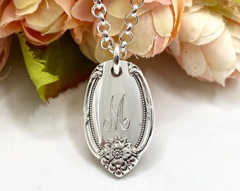 Spoon Jewelry Necklace, Spoon Necklace, Silverware Necklace, Initial Necklace, Initial Pendant, Personalized Necklace, 1948 REMEMBRANCE