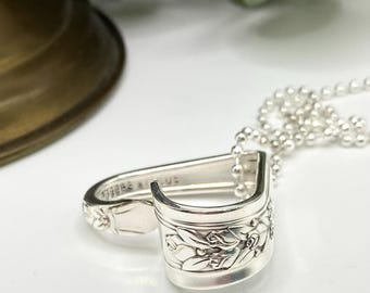 Spoon Heart Necklace, 1938 ROSALIE, Silverware Heart Necklace, Floating Heart, Love Necklace, Sweetheart Necklace, Heart Pendant