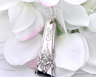 Spoon Necklace, 1954 MOUNTAIN ROSE, Silverware Necklace, Personalized Spoon Jewelry Initial Necklace