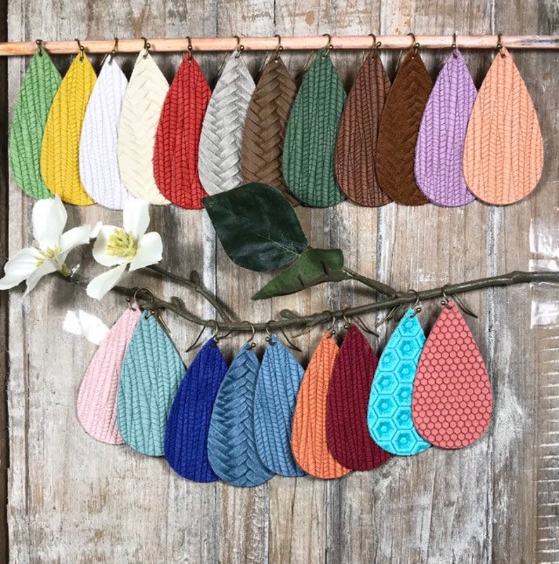 Spring Earrings Leather Earrings Trendy Earrings Teardrop Earrings Summer Earrings