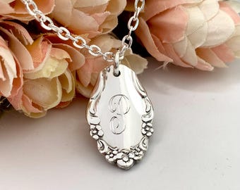 Spoon Necklace, 1959 FLIRTATION, Silverware Jewelry, Personalized Spoon Jewelry Initial Pendant
