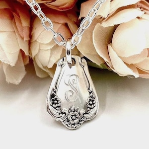 Spoon Jewelry Necklace, 1952 ELEGANT LADY, Spoon Necklace, Silverware Necklace, Initial Necklace, Initial Pendant, Personalized Necklace