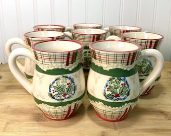 Vintage HARRY & DAVID Christmas Holiday Mugs, Set Of 8