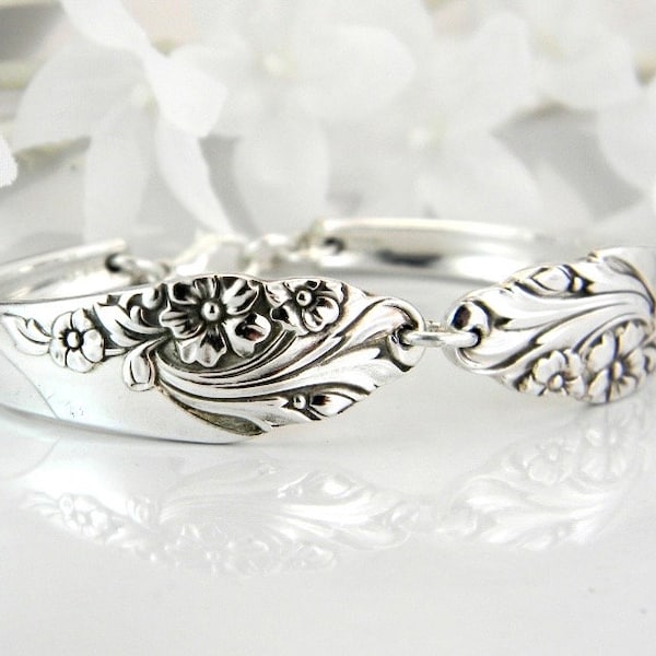 Spoon Bracelet, 1950 EVENING STAR, Silverware Bracelet, Upcycled Silver Spoon Jewelry